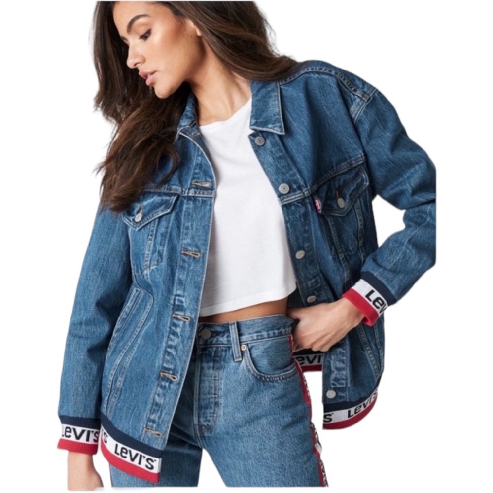 Levi's Sport Tape Baggy Denim Trucker Jacket XS Small Medium